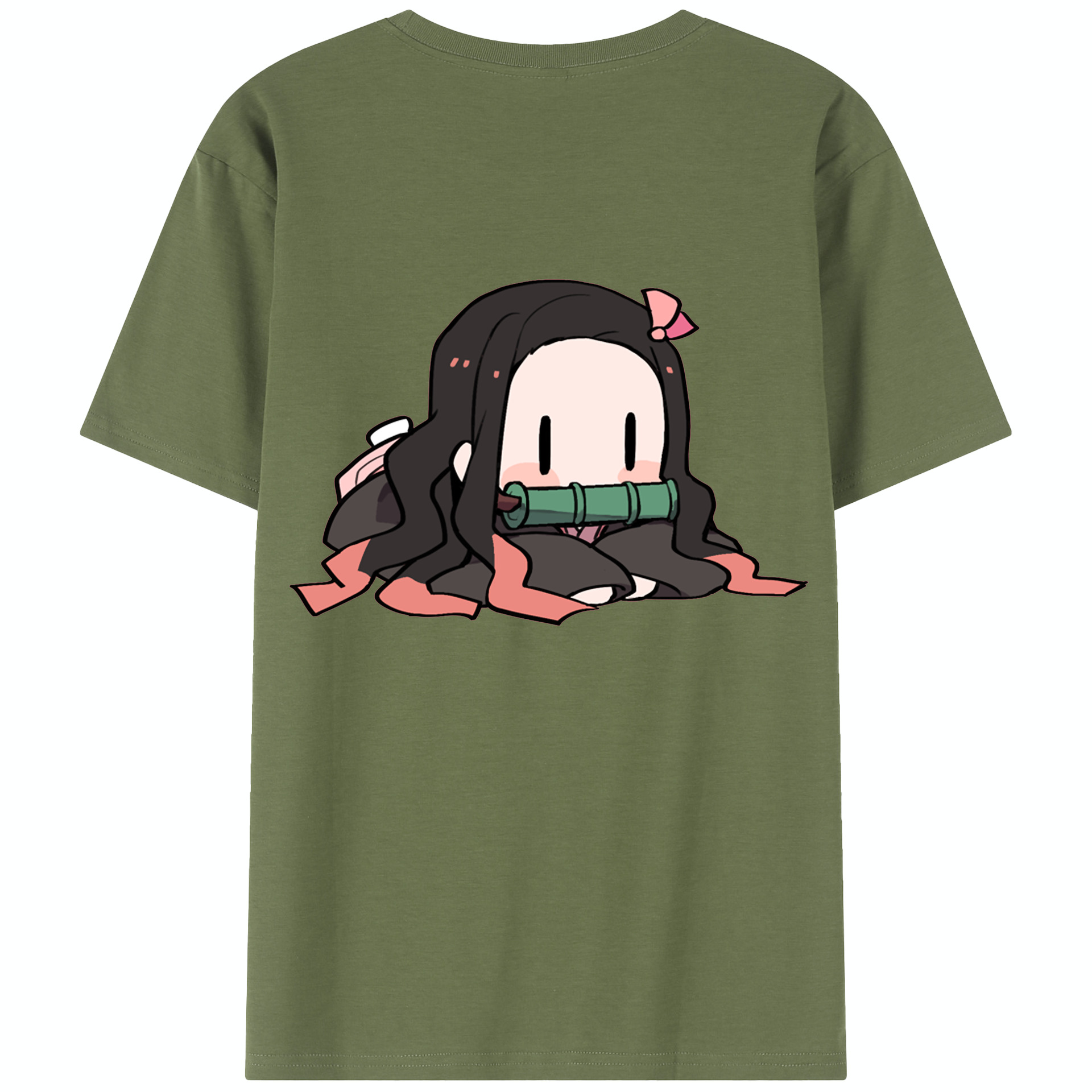 （画像用） 鬼滅の刃（きめつのやいば）竈門 禰󠄀豆子／かまど ねずこ Kamado Nezuko 綿100％半袖Tシャツ（背面プリント）